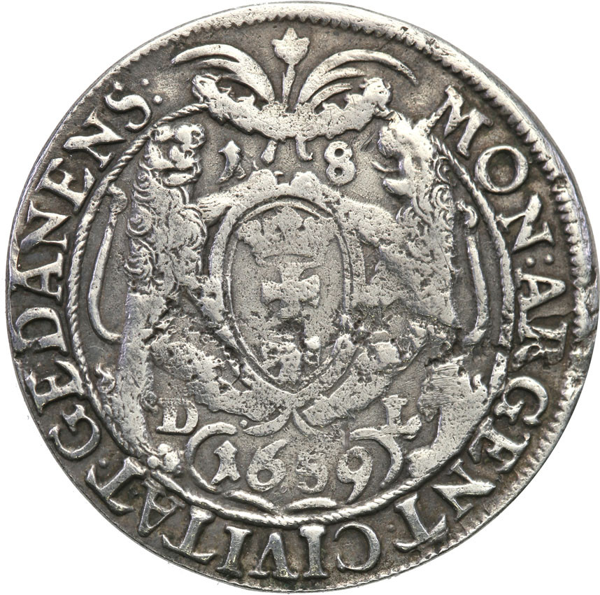 Jan II Kazimierz. Ort (18 groszy) 1659 DL, Gdańsk